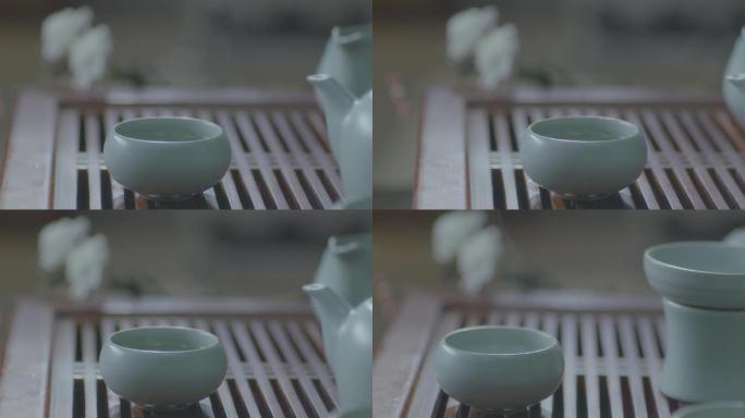 青瓷 热茶 热气 茶香 茶杯