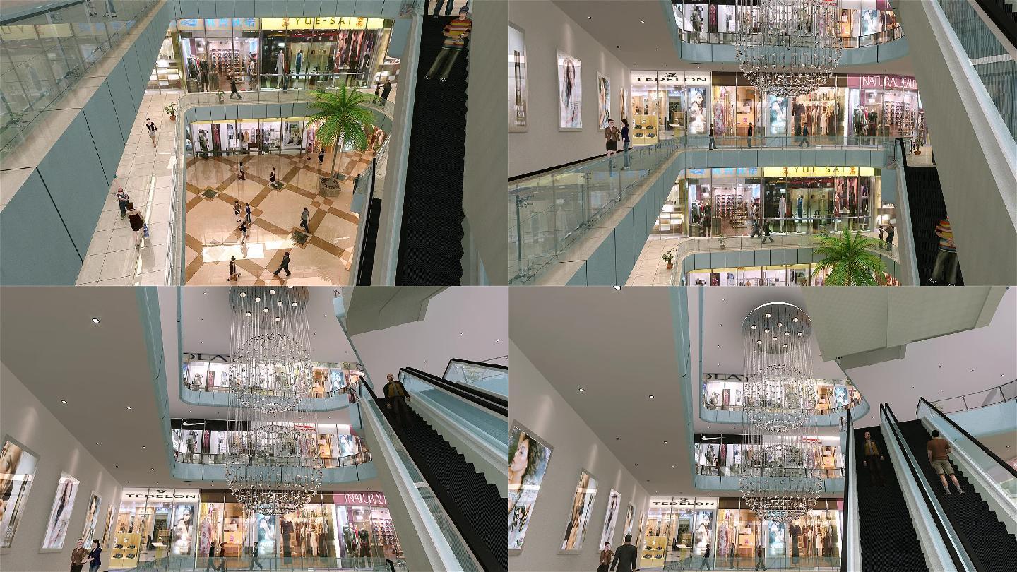 商场 商业 繁华 三维漫游 自动扶梯