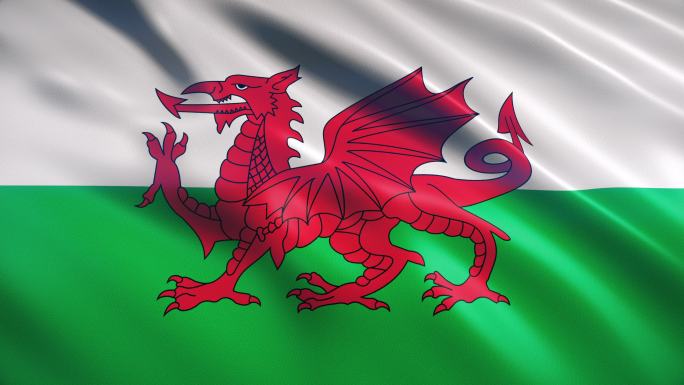 威尔士国旗飘扬背景