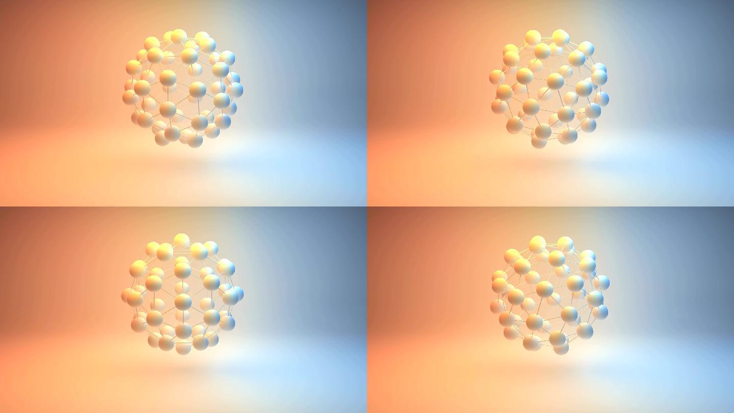 二十面体分子结构三维原子3d动画