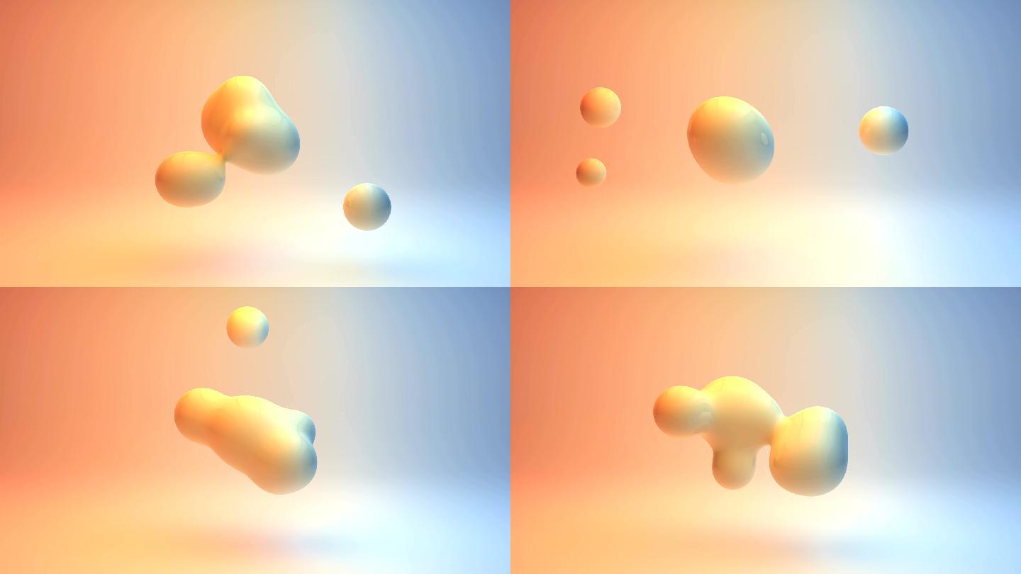 彩色滴动画背景流体分裂水滴分裂