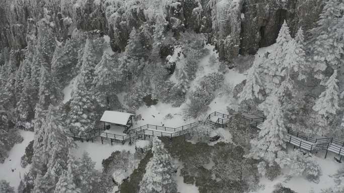 航拍轿子雪山大雪雪景