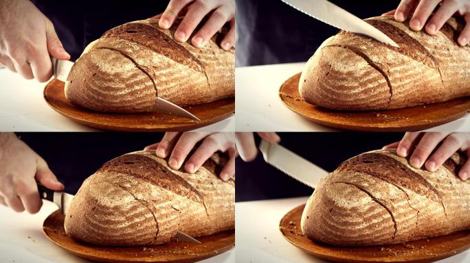 切片面包特写镜头切面包烘焙蛋糕店干面包