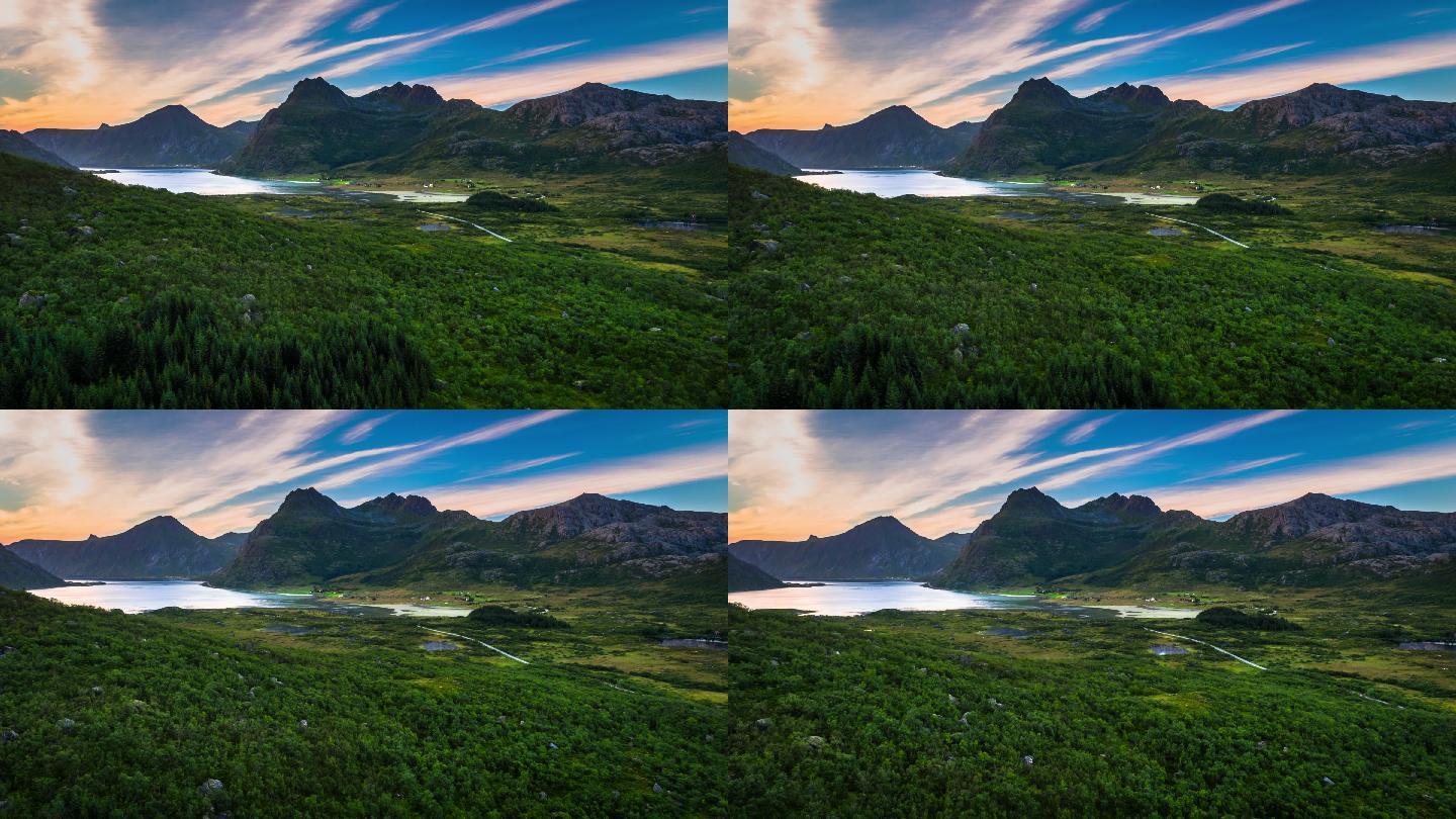 挪威风景风景湖泊风光延时山河森林云海青山