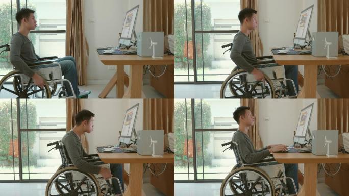残疾人坐在轮椅上的生活方式