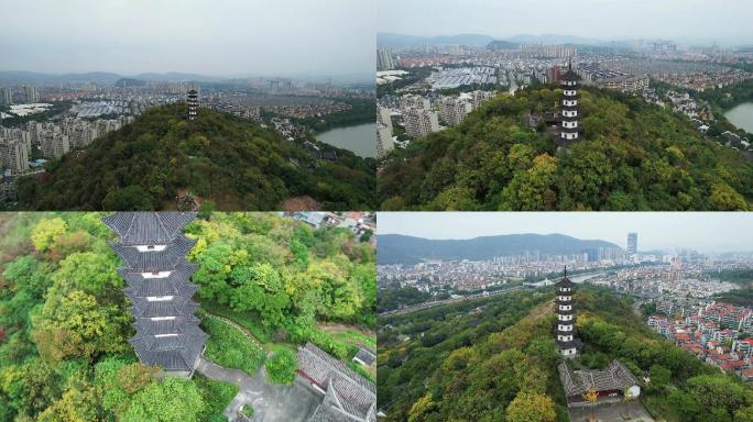 浙江诸暨金鸡塔西施故里航拍