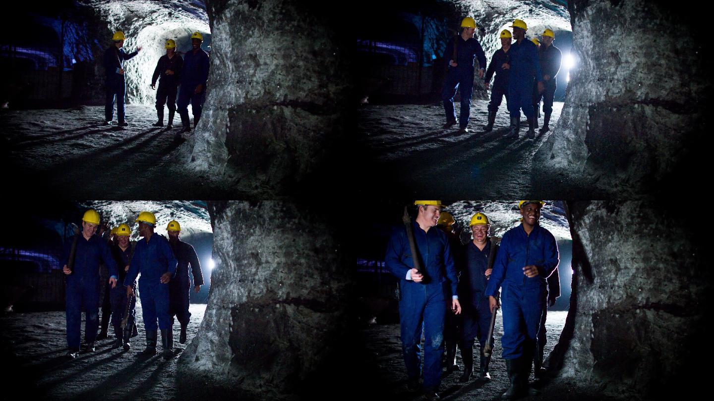 在矿井工作的矿工矿洞地下底层劳动者
