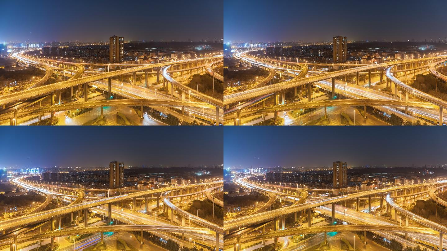 南京双桥门立交桥夜景延时