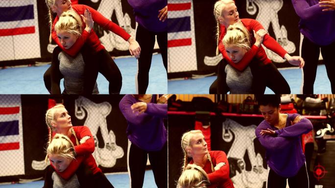 女教练教女孩武术练习动作训练少女运动
