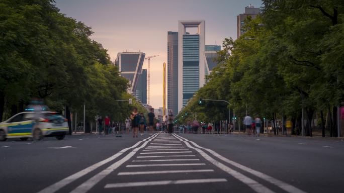 步行街建筑街道昼夜推移