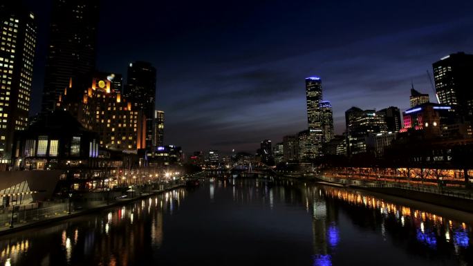 墨尔本时空之夜昼转夜景观河城市亮化