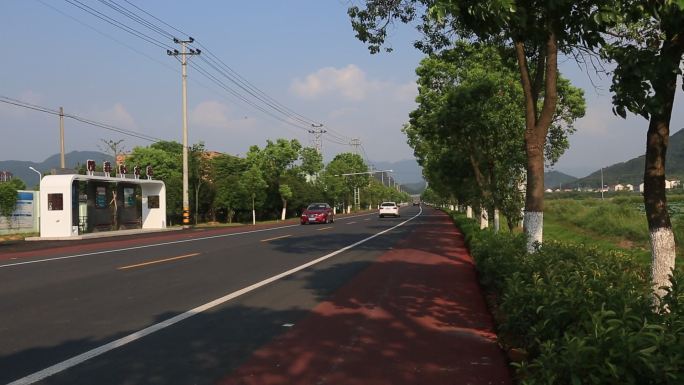 中国美丽乡村美丽公路整齐电线杆原素材
