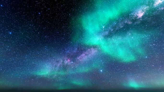 北极光唯美北极光极地夜幕银河星空