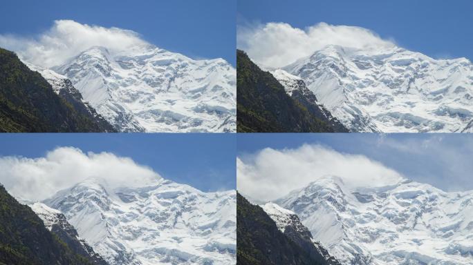 美丽的山峰4K延时山顶水汽雾气喜马拉雅山