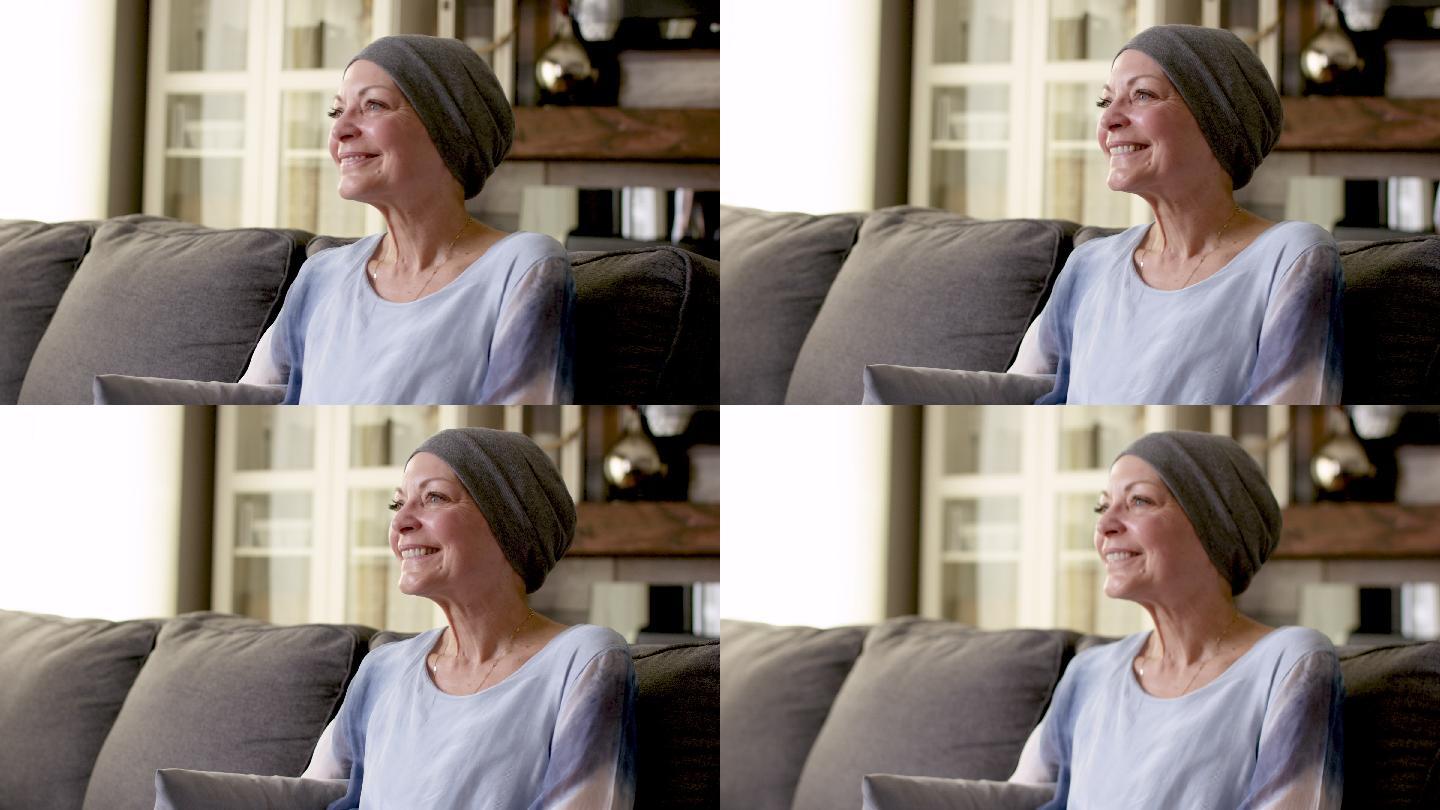 一位患癌症的妇女幸福