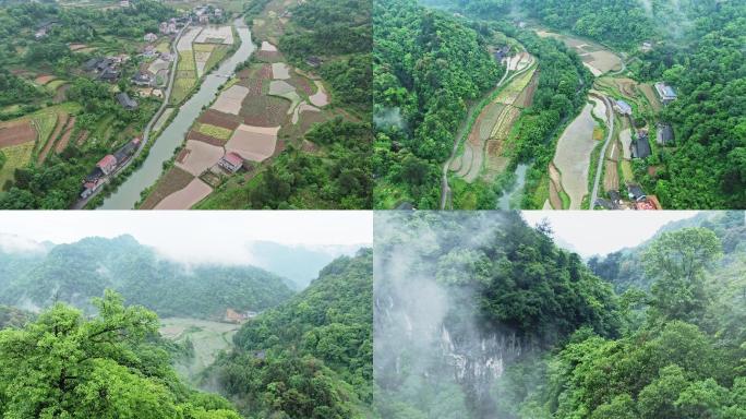 航拍绿水青山乡村振兴美丽田园