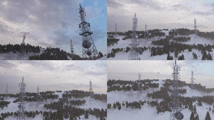 雪山高原5G通讯基站信号塔发射塔