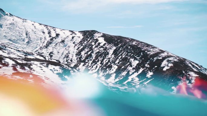 川西甘孜 折多山 经幡 雪山 藏民跪拜