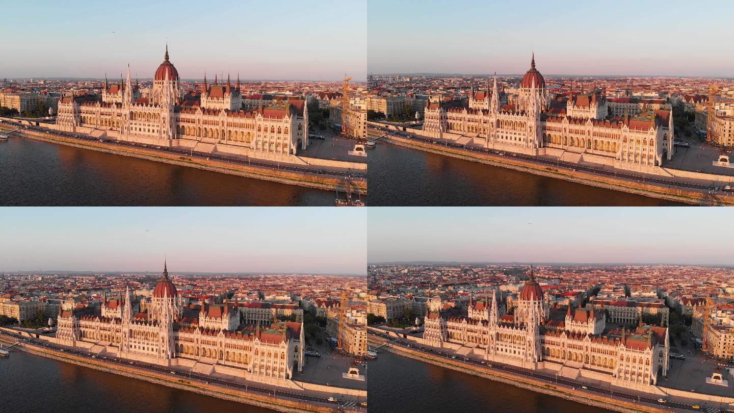 黄金时刻匈牙利议会鸟瞰图