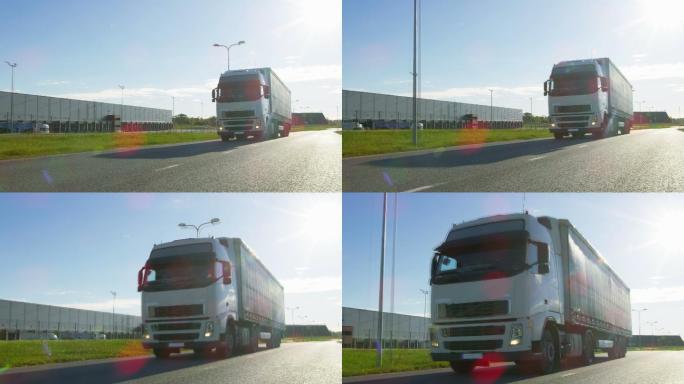 道路上行驶的卡车交通运输车辆货车物流跑长