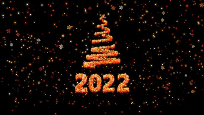 抽象2022年新年圣诞树雪花背景