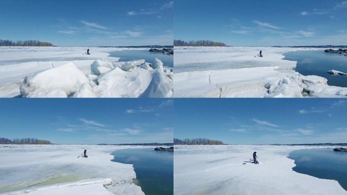冰上钓鱼业余冬季运动