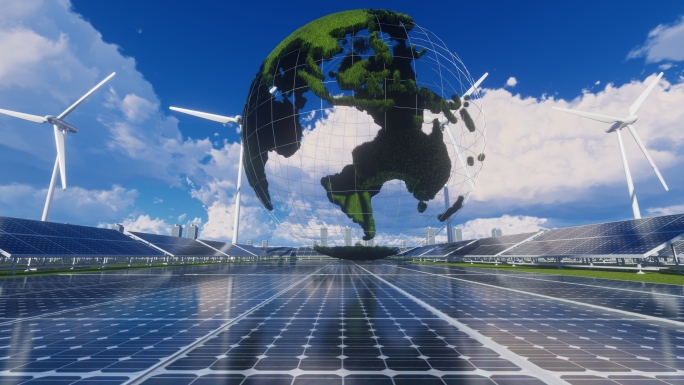 绿色能源新能源碳中和光伏太阳能风力发电