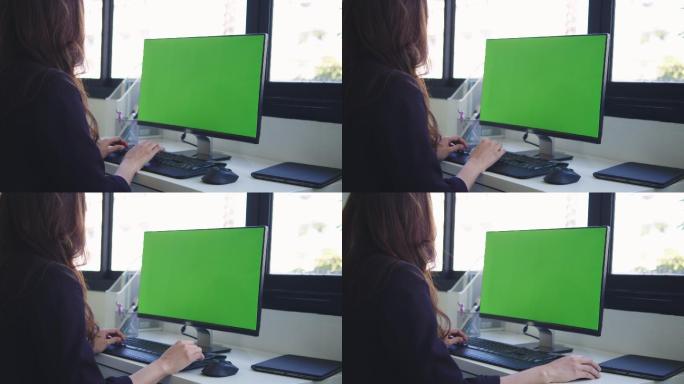 绿色屏幕的电脑绿幕抠像合成素材元素终端