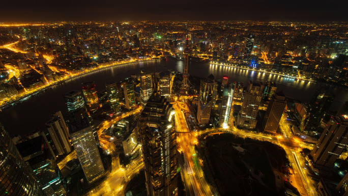 4K上海夜景城市延时