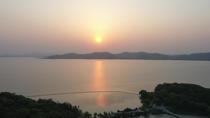 太湖夕阳航拍