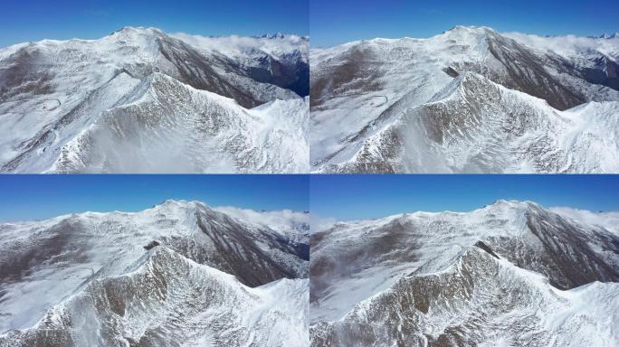 四川雅安市夹金山雪山航拍4K