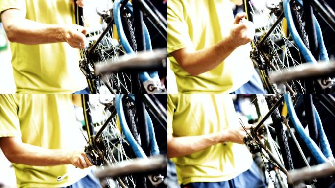 自行车修理店链条车装卸自行车轮修自行车
