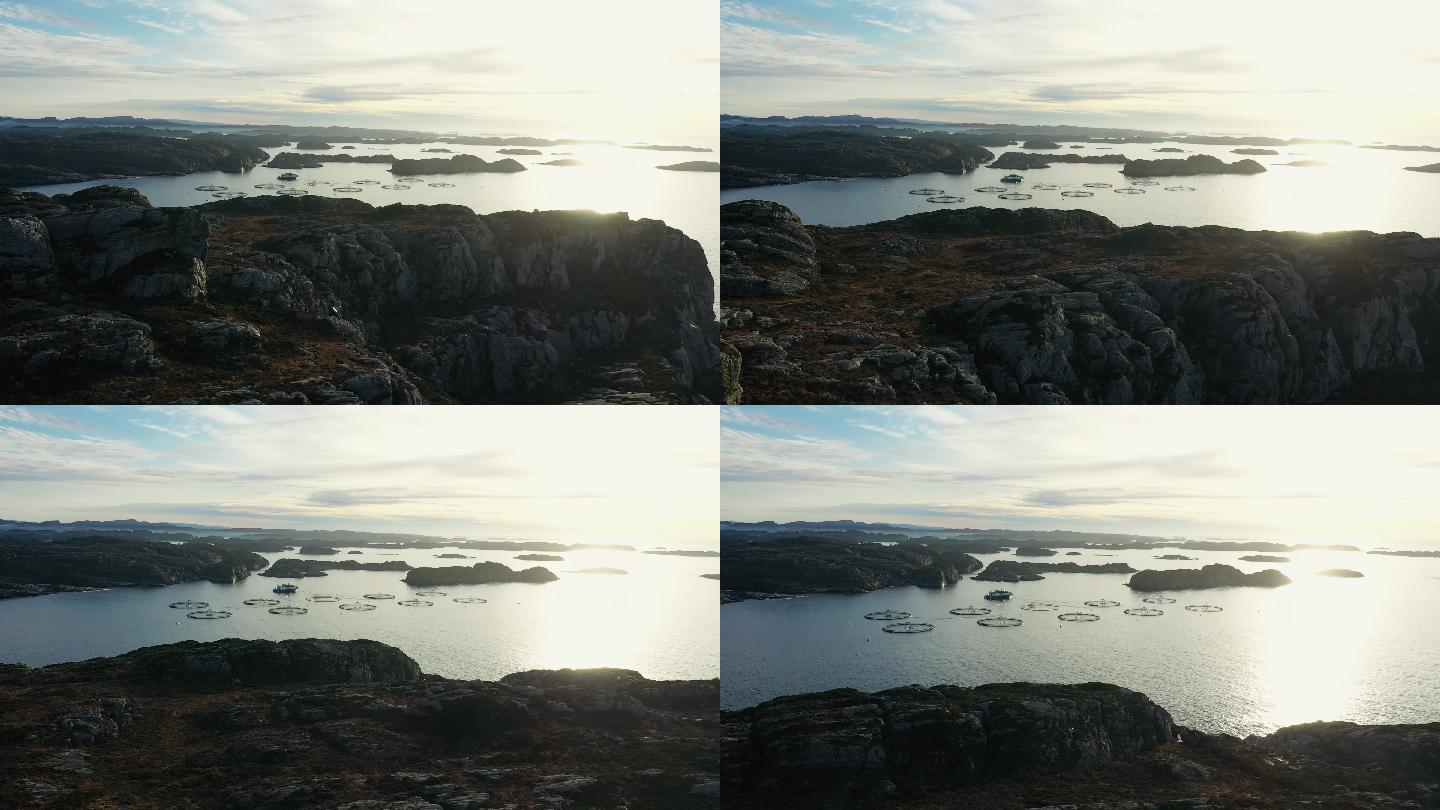 无人机鸟瞰：挪威的海洋和峡湾