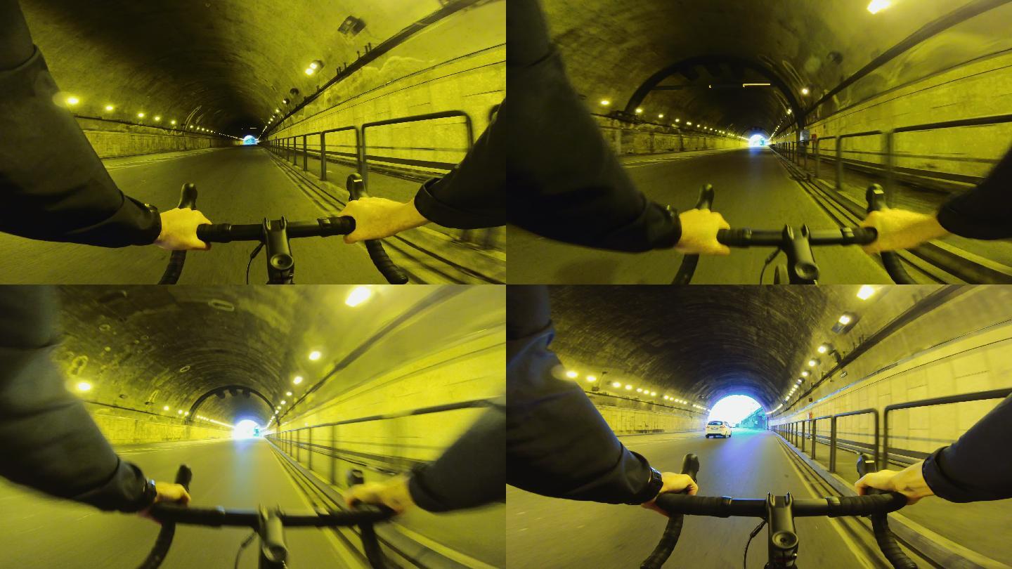 骑行：城市隧道中的公路自行车