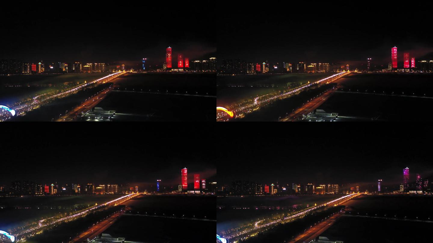 夜幕下的哈尔滨松花江公路大桥车流如织3