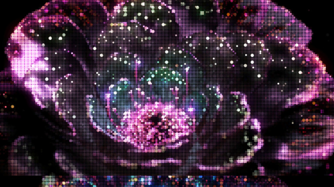 花朵盛开马赛克粒子闪烁背景