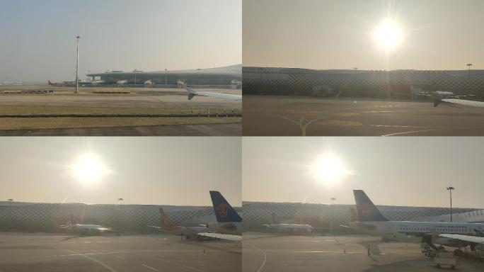 飞机落地 深圳机场 机场实拍 降落停靠