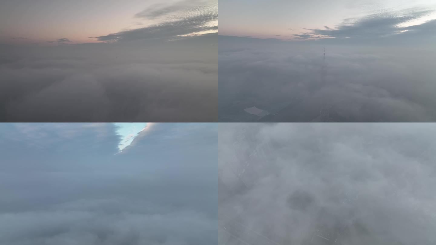 航拍广州 一塔倾城：云雾中的小蛮腰广州塔