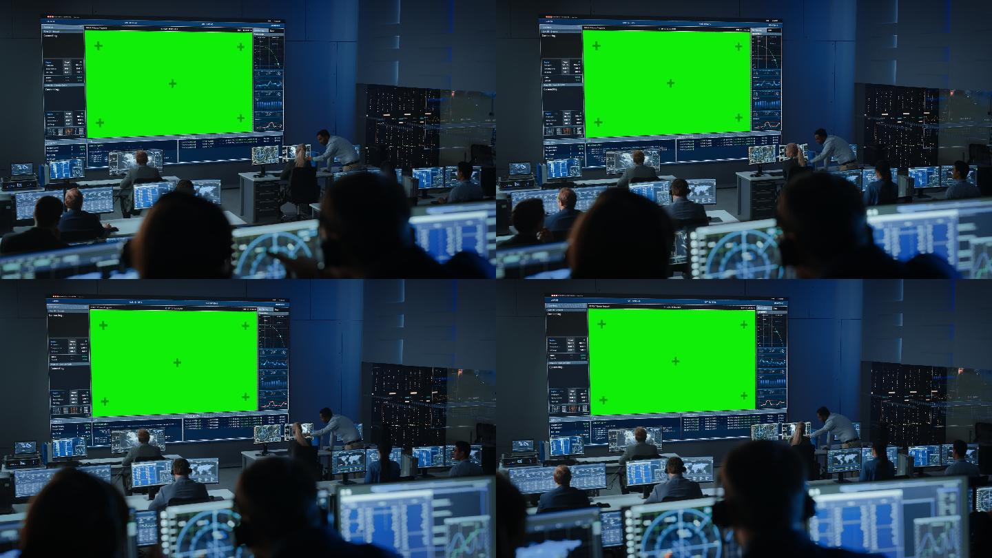 任务控制中心房间的大绿屏水平模型