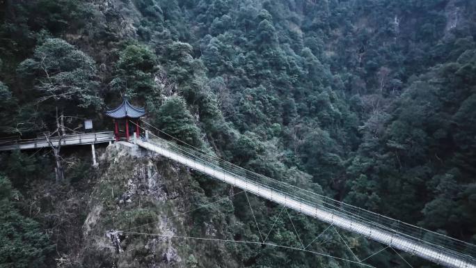 浙江金华武义牛头山景区吊桥航拍