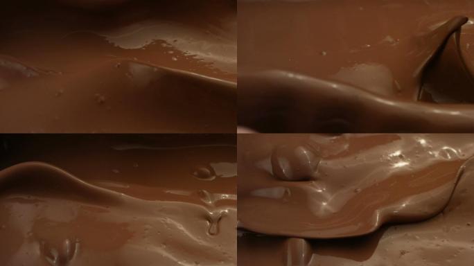融化的巧克力慢动作升格气泡翻滚流体