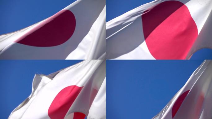 慢动作风中的日本国旗