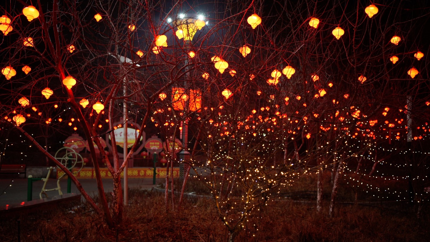 城市街道红灯笼过年氛围4k素材