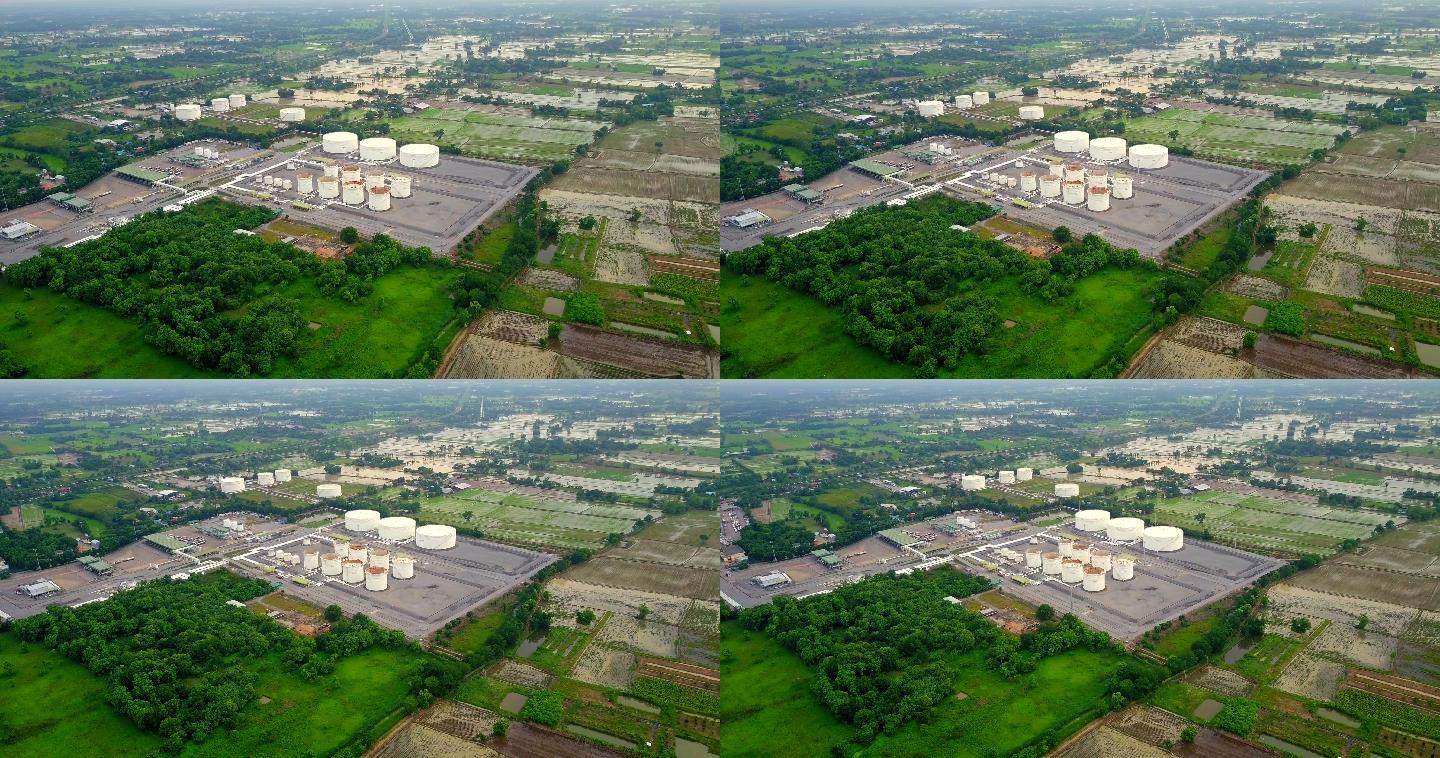 工业区炼油厂鸟瞰图