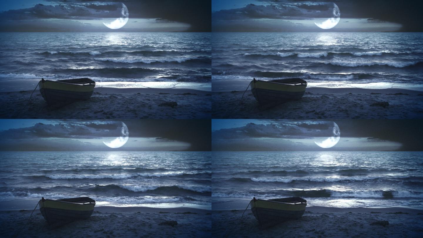 海上的月光海浪