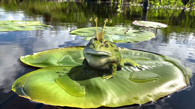 带着皇冠的青蛙王子三维动画环境场景