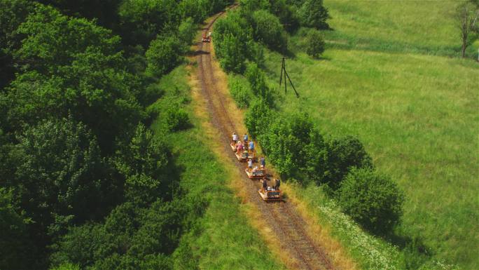 火车沿着欧洲最古老的森林行驶
