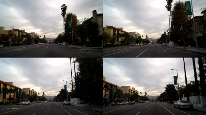在洛杉矶县的电影城开车。