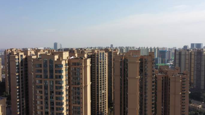 航拍成都温江城市密集的高楼住宅