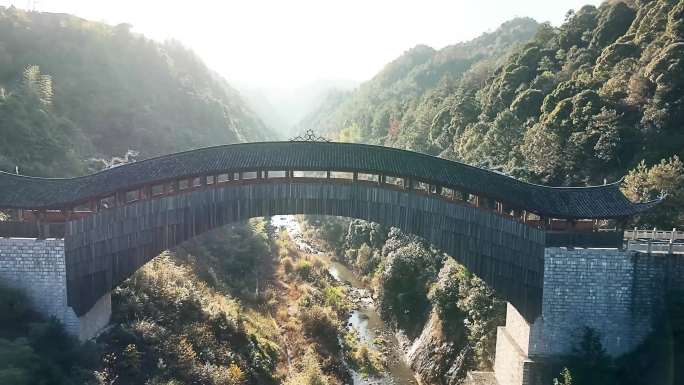 浙江温州泰顺仙居廊桥航拍